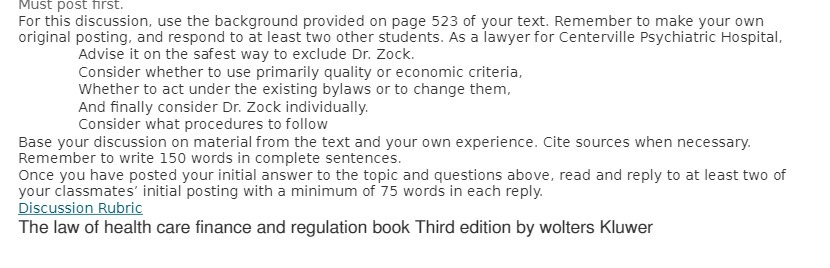 Must post nrst. For this discussion. use the background provided on