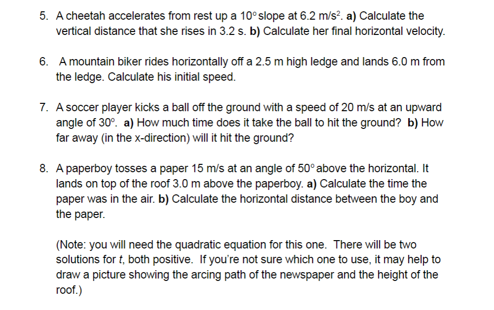 Need help with physics problems please! Thank you!5. A cheetah accelerates from