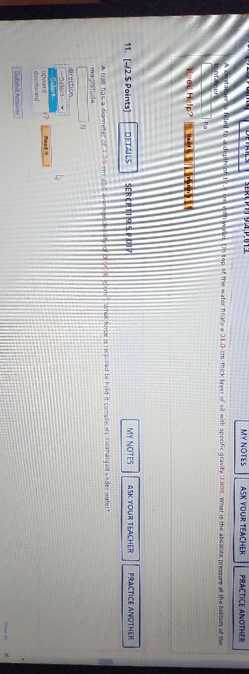 MY NOTES ASK YOUR TEACHER PRACTICE ANOTHER A container is filled