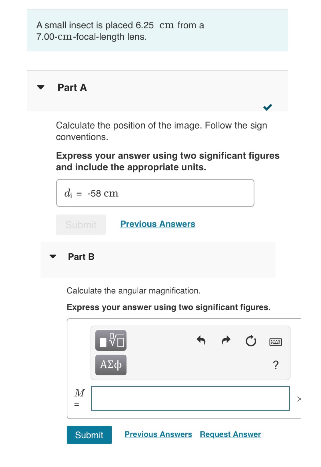 B only A small insect is placed 6.25 cm from a 7.00-cm-focal-length