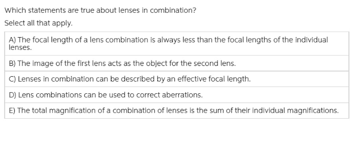 please explain why statement is wrong or correct Which statements are true