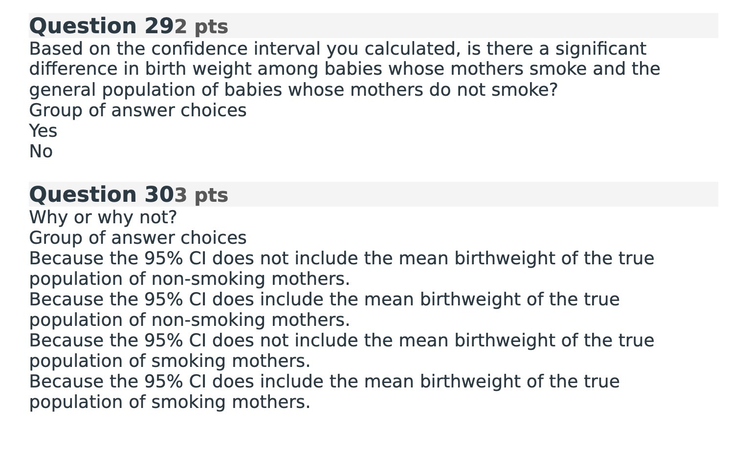 Question 292 pts Based on the confidence interval you calculated, is