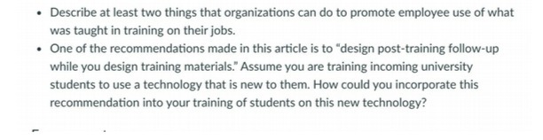 . Describe at least two things that organizations can do to