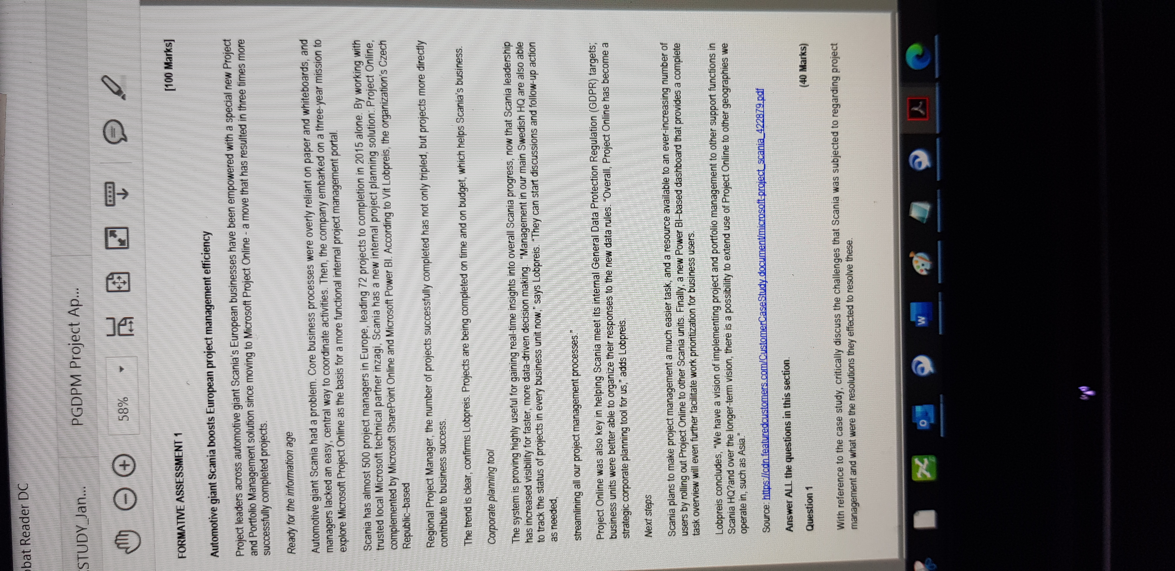  bat Reader DC STUDY_Jan... PGDPM Project Ap... 58% FORMATIVE ASSESSMENT 1