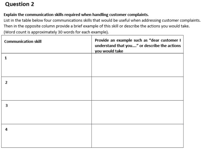  Question 2 Explain the communication skills required when handling customer complaints.