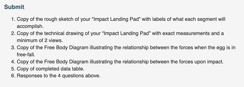 the collision between a raw chicken egg and a landing pad (safety