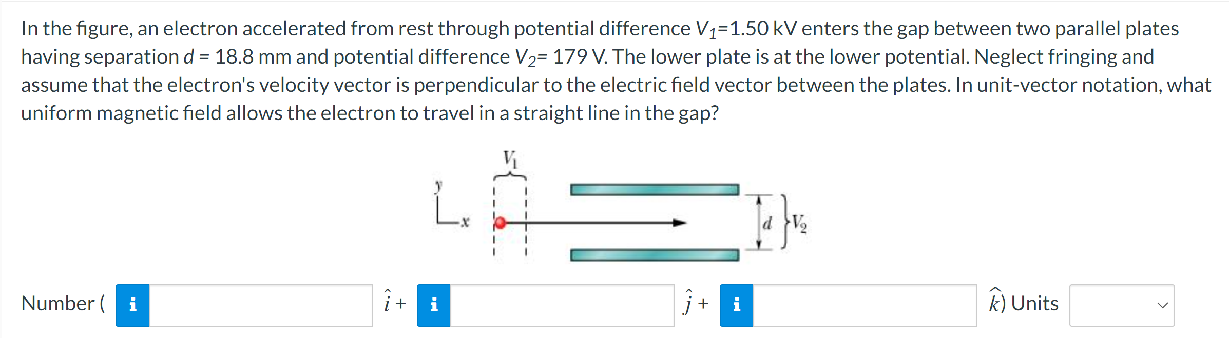 106 m/s and y component 4.2 X 106 m/s moves through a