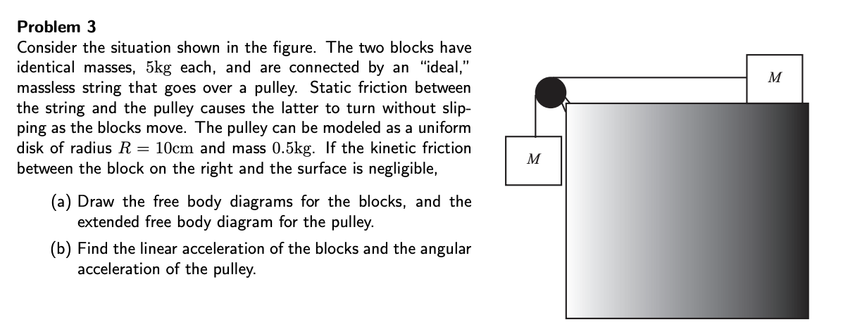  Problem 3 Consider the situation shown in the figure. The two