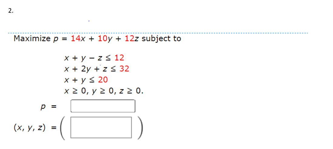 + 2v subject to x + s1 y+zs Z+WS3 W S 4