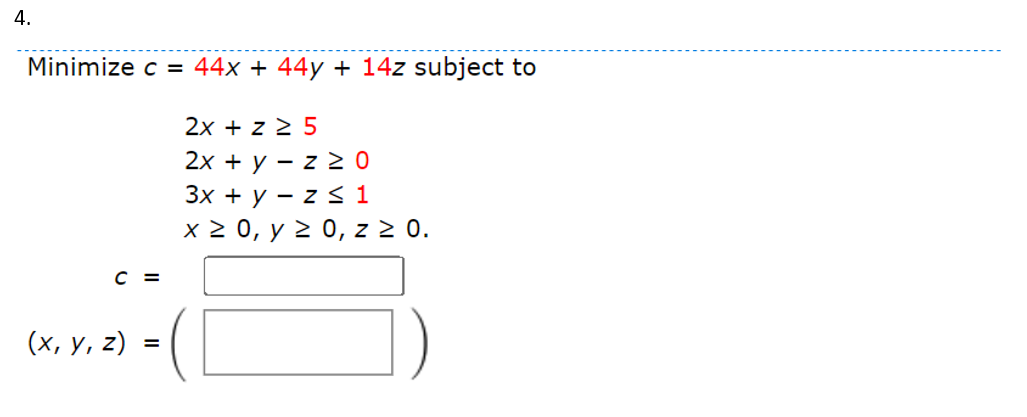v 20. P = ( x, y, z, W, V ) =4.