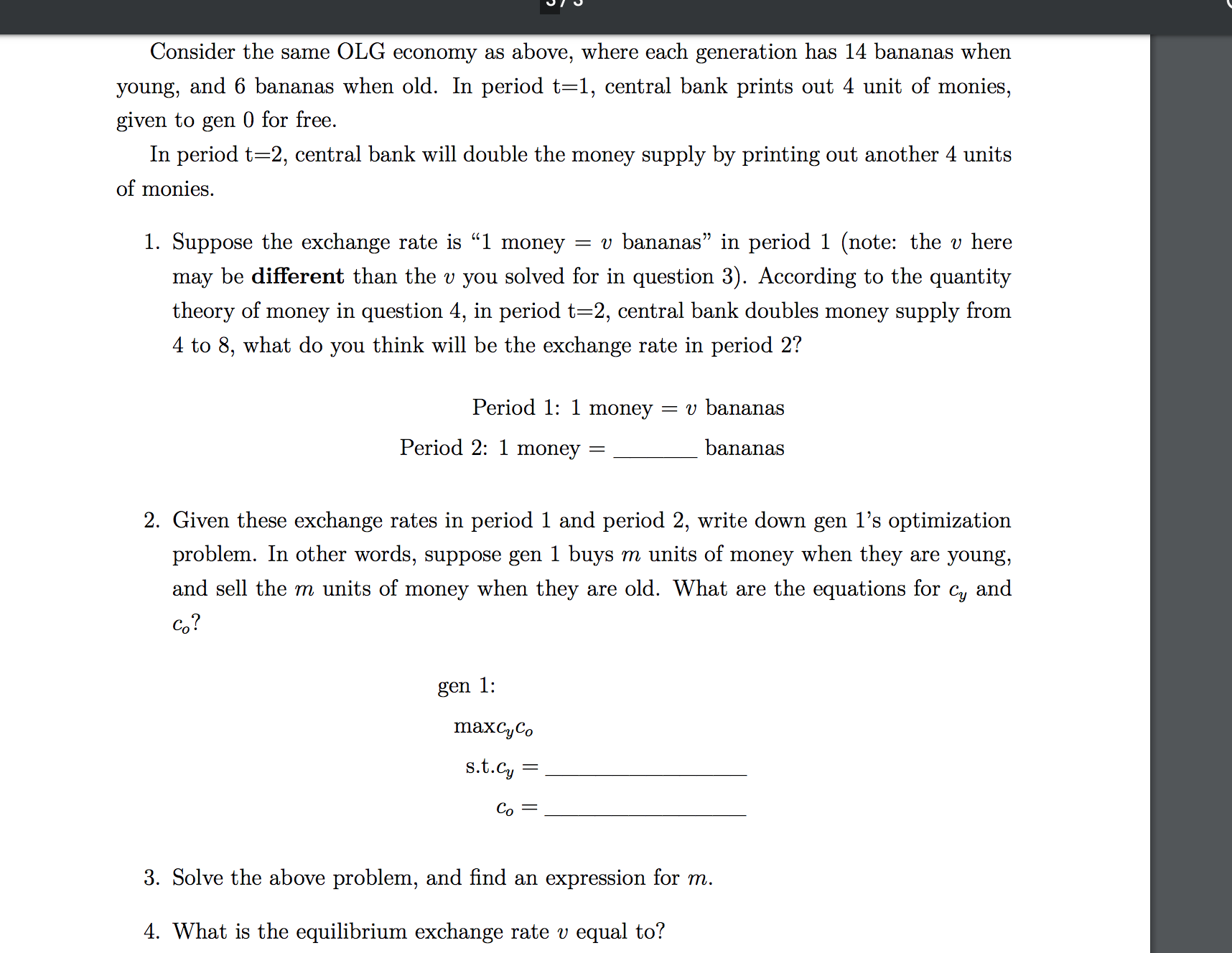 Answer to best ability please and thank you. Consider the same OLG