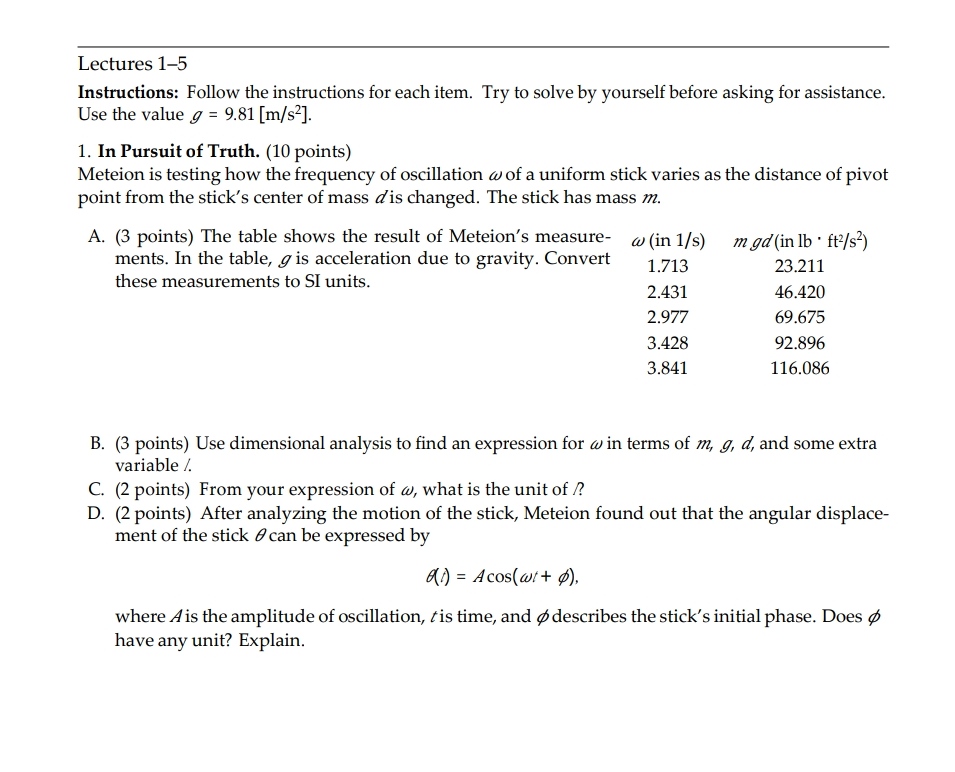 Lectures 15 Instructions: Follow the instructions for each item. Try to