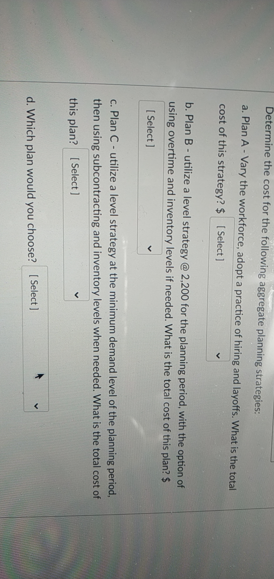 other data for the upcoming four quarters. 2400 alock out (backcorder) $50