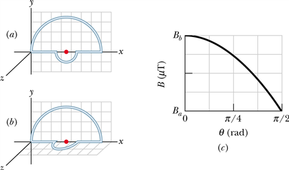 The current-carrying wire loop in the figure on the left lies all