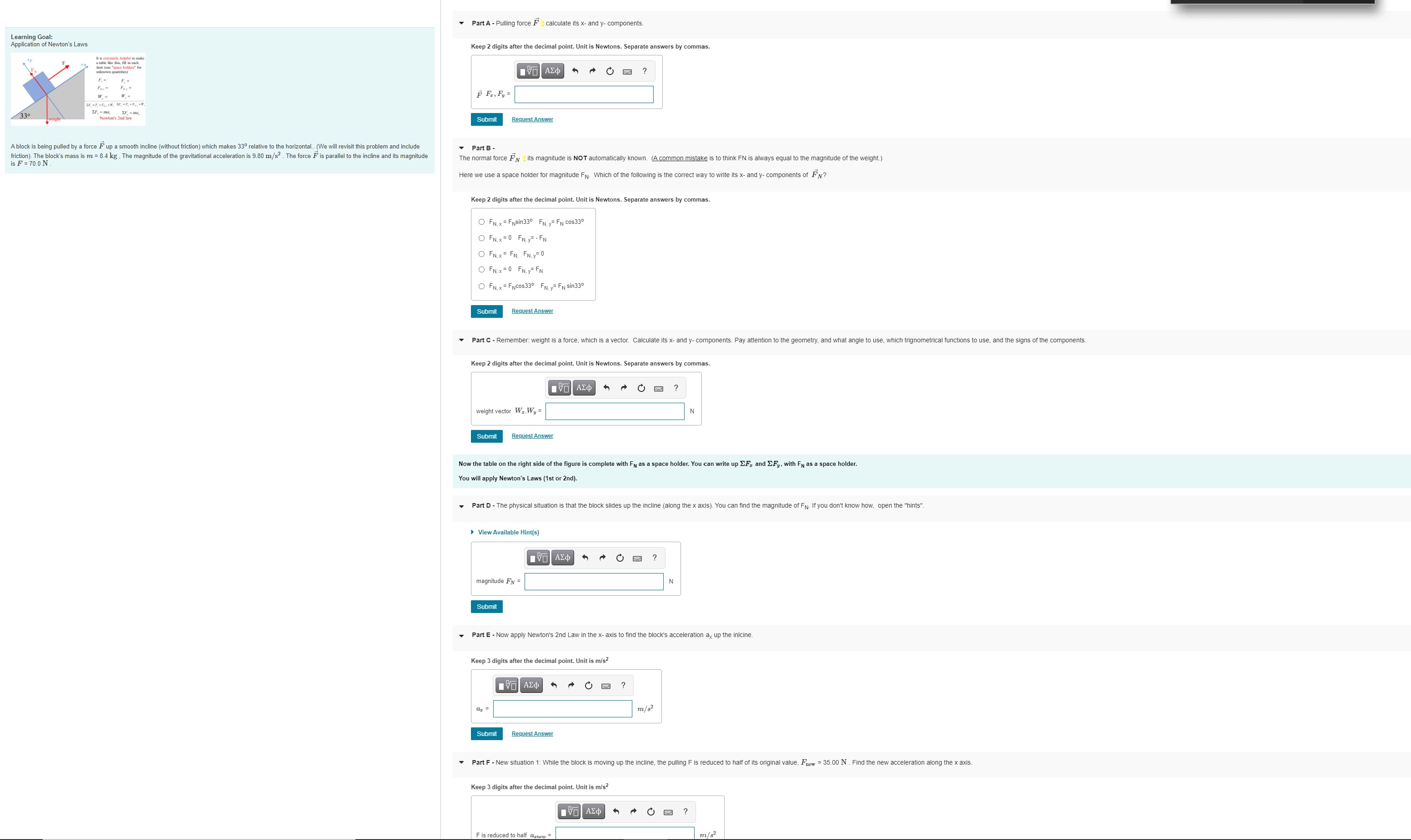  Part A - Pulling force F : calculate its x- and