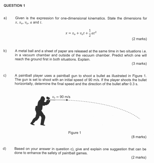  QUESTION 1 a} hi '3} Given is the expression for one-dimensional