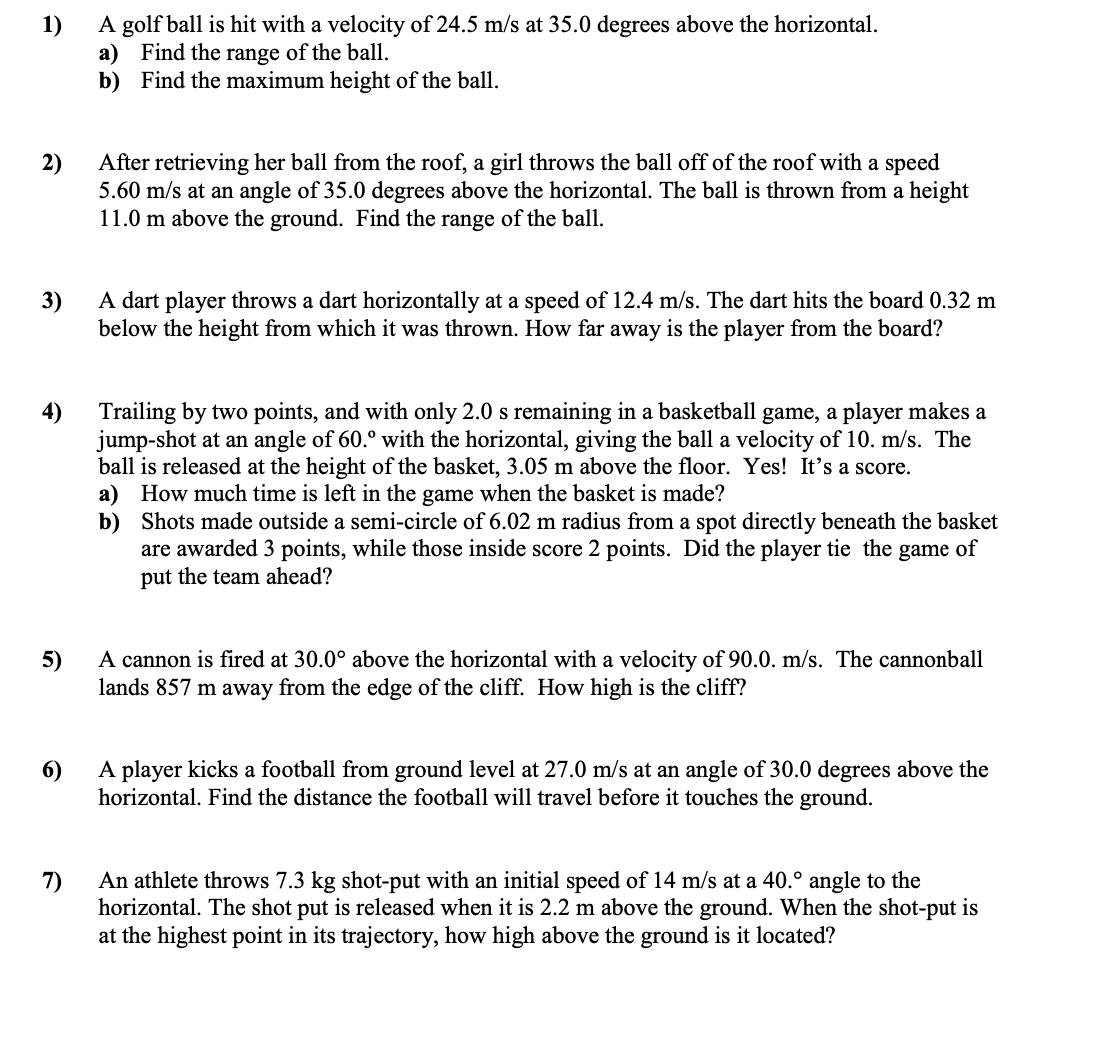  1) 2) 3) 4) 5) 6) A golf ball is hit