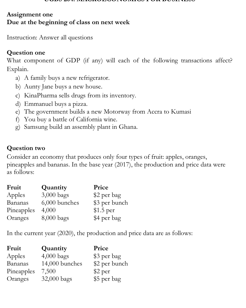 Please solve Assignment one Due at the beginning of class on next