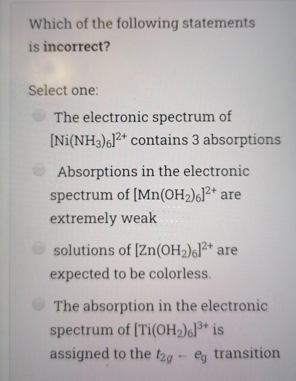 in sq.planar complexes 1. Which of the following species would have the