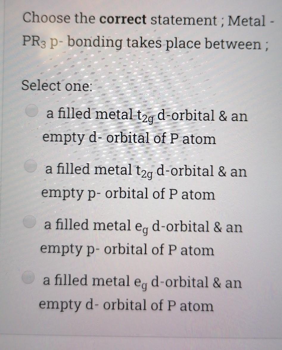 be : Select one: + 6d3 paramagnetic +3 db diamagnetic 0, d7
