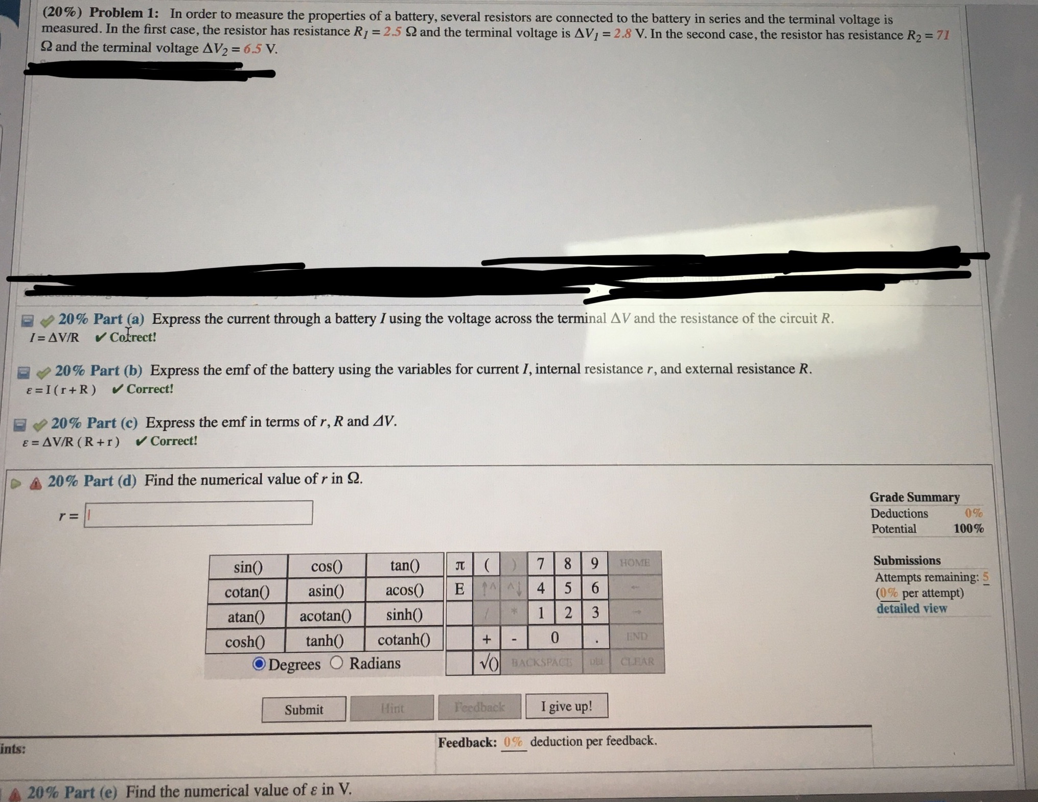 D and E please (20%) Problem 1: In order to measure the
