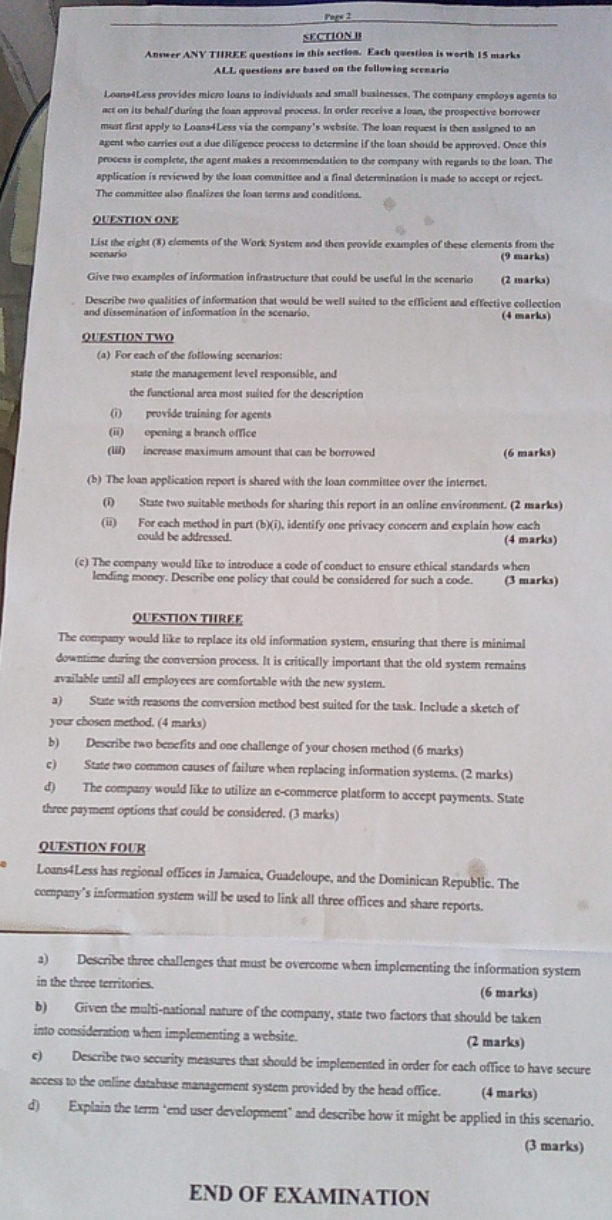 explain please SECTION IF Answer ANY THREE questions in this section. Each