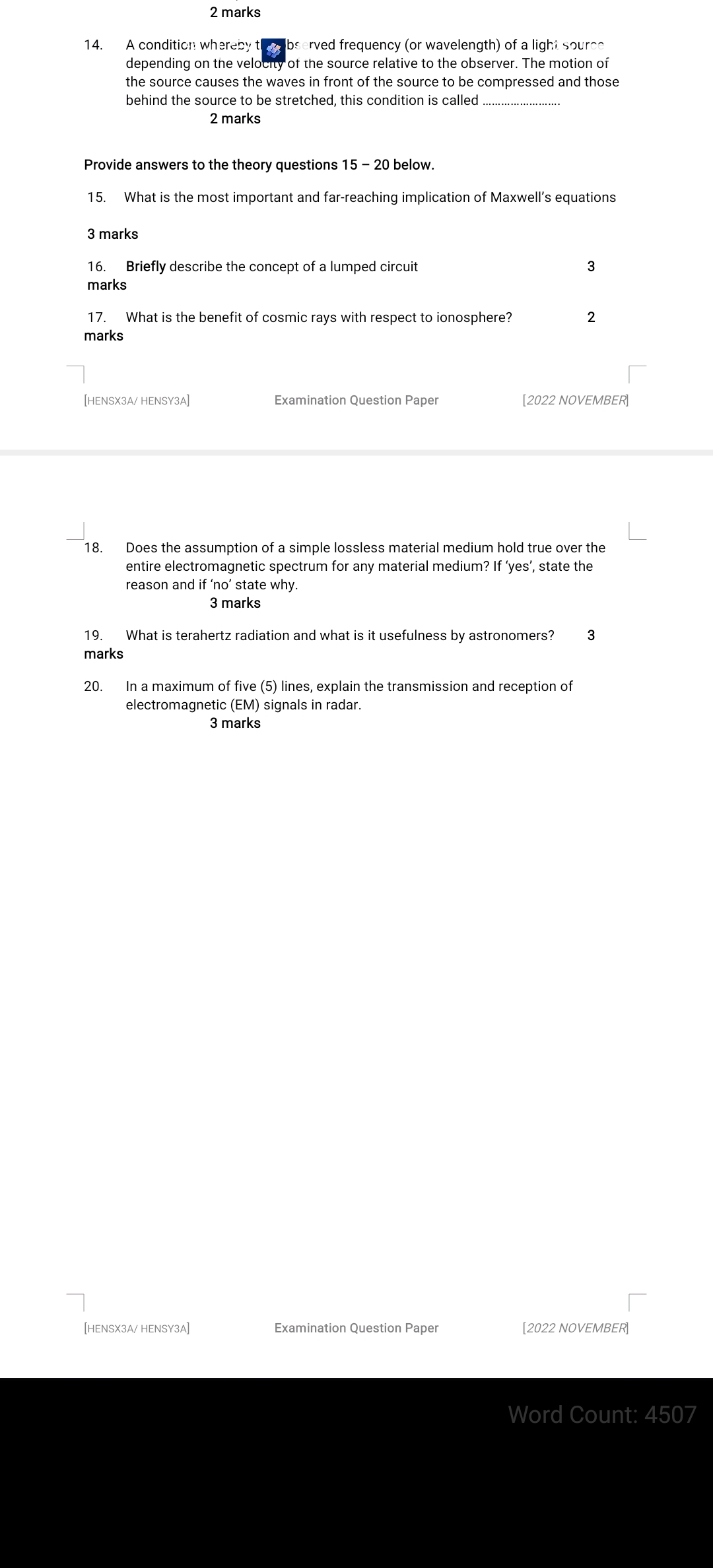 2 marks 14. A condition whereby the bserved frequency (or wavelength)