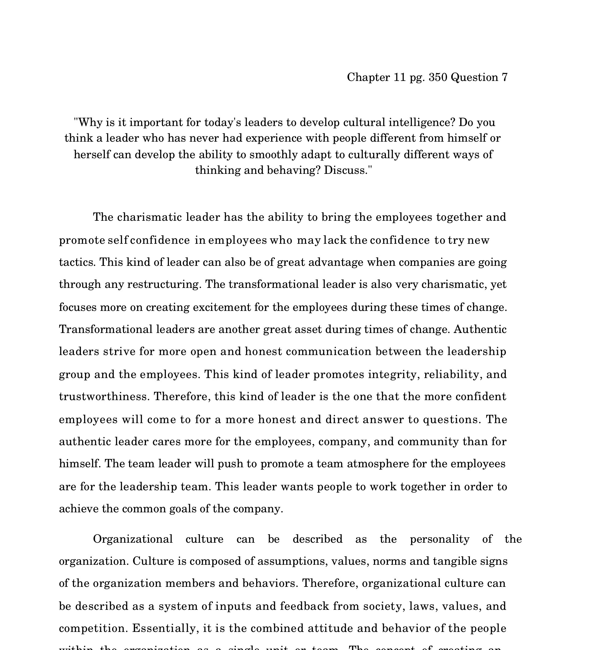 Chapter 11 pg. 350 Question 7 "Why is it important for