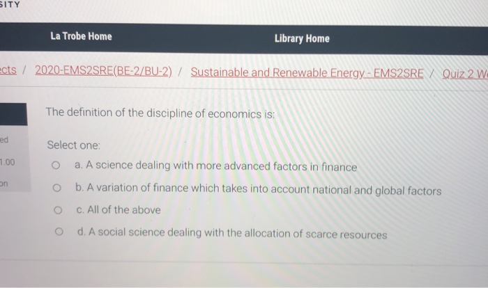Give correct answer and explain it hsh SITY La Trobe Home Library