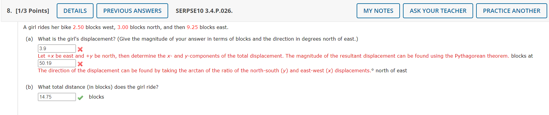 SERPSE10 3.3.P.006. MY NOTES ASK YOUR TEACHER PRACTICE ANOTHER Vector A has