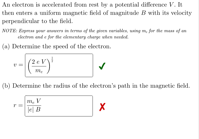  An electron is accelerated from rest by a potential difference V.