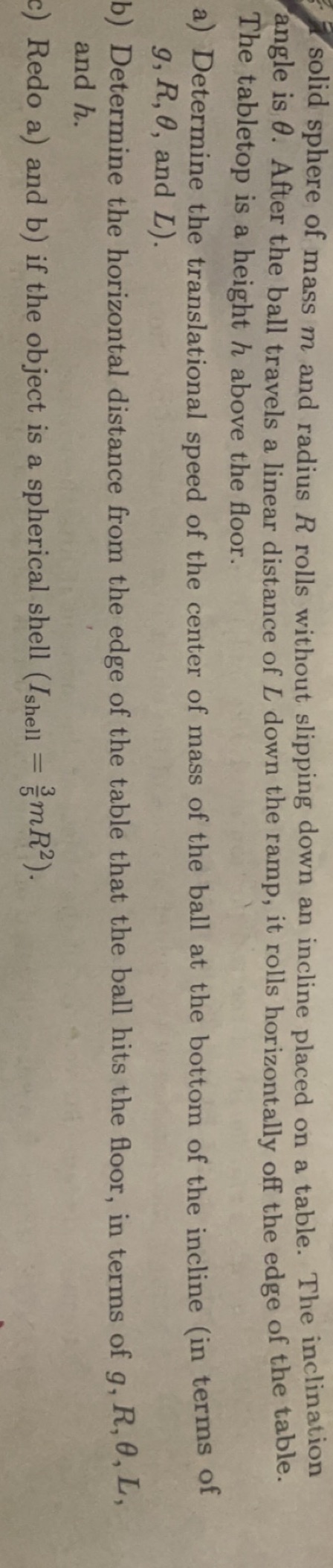  solid sphere of mass m and radius R rolls without slipping