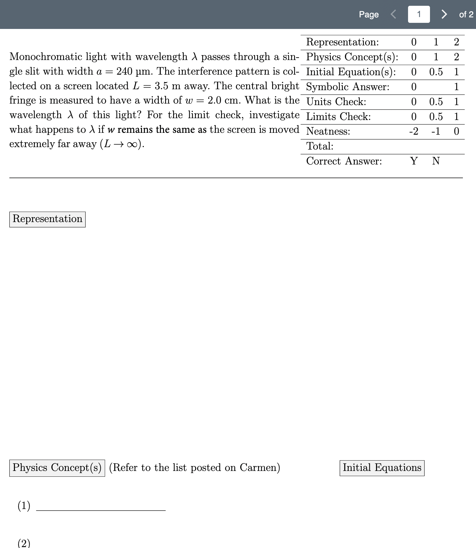  Monochromatic light with wavelength /\\ passes through a sin gle slit