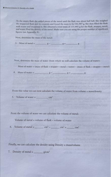stoppet on an anahtical halance and found the tocal mass to be