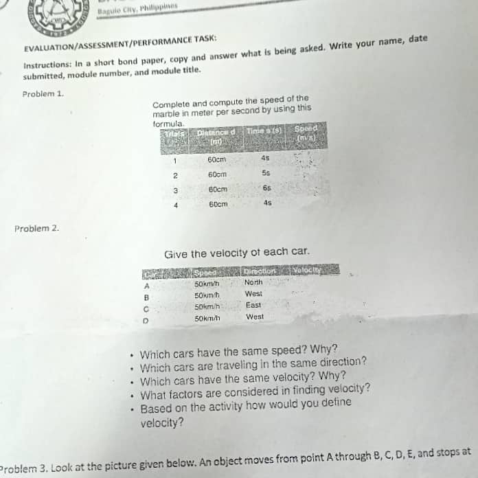 from point A through B, C, D, E, and stops at point