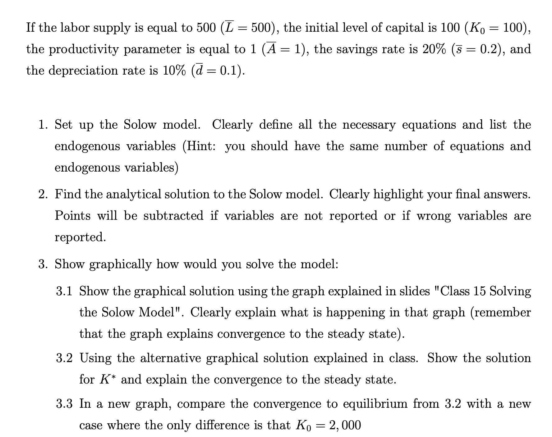 capital is 100 (Ko = 100), the productivity parameter is equal to
