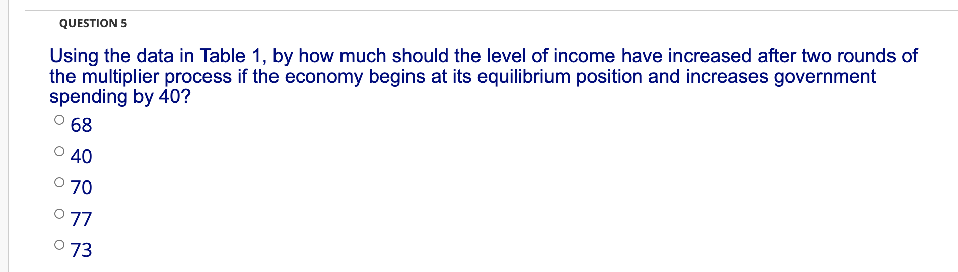 used. INFORMATION FOR QUESTIONS 3 AND 4 Table 1. For each level
