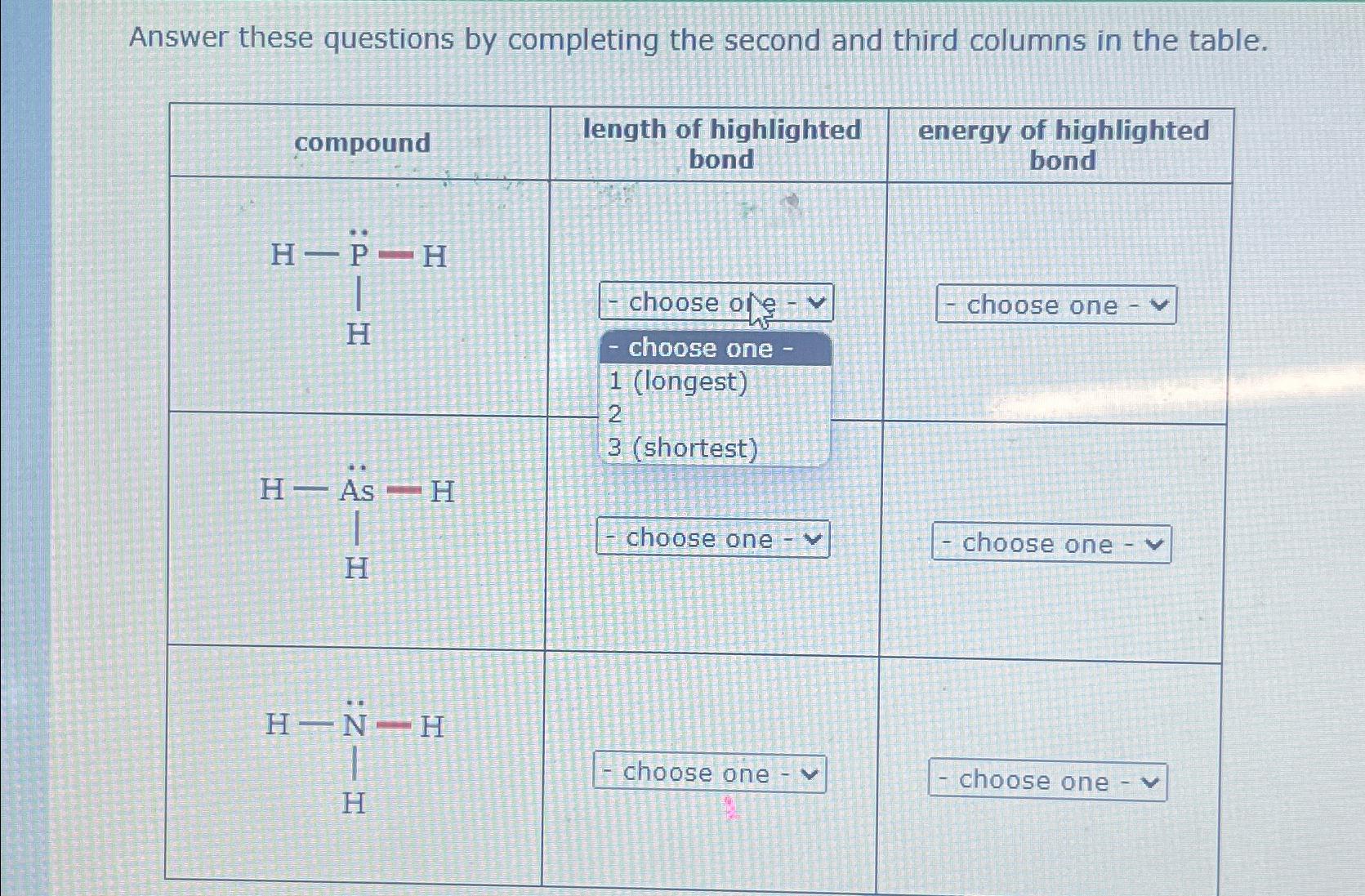  Answer these questions by completing the second and third columns in