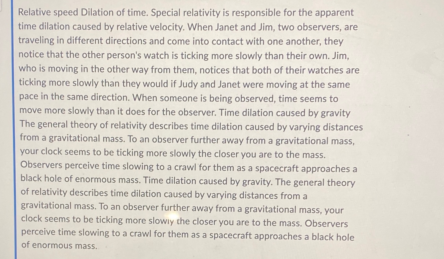 Read this short discussion and note down about 4 sentences. Relative speed