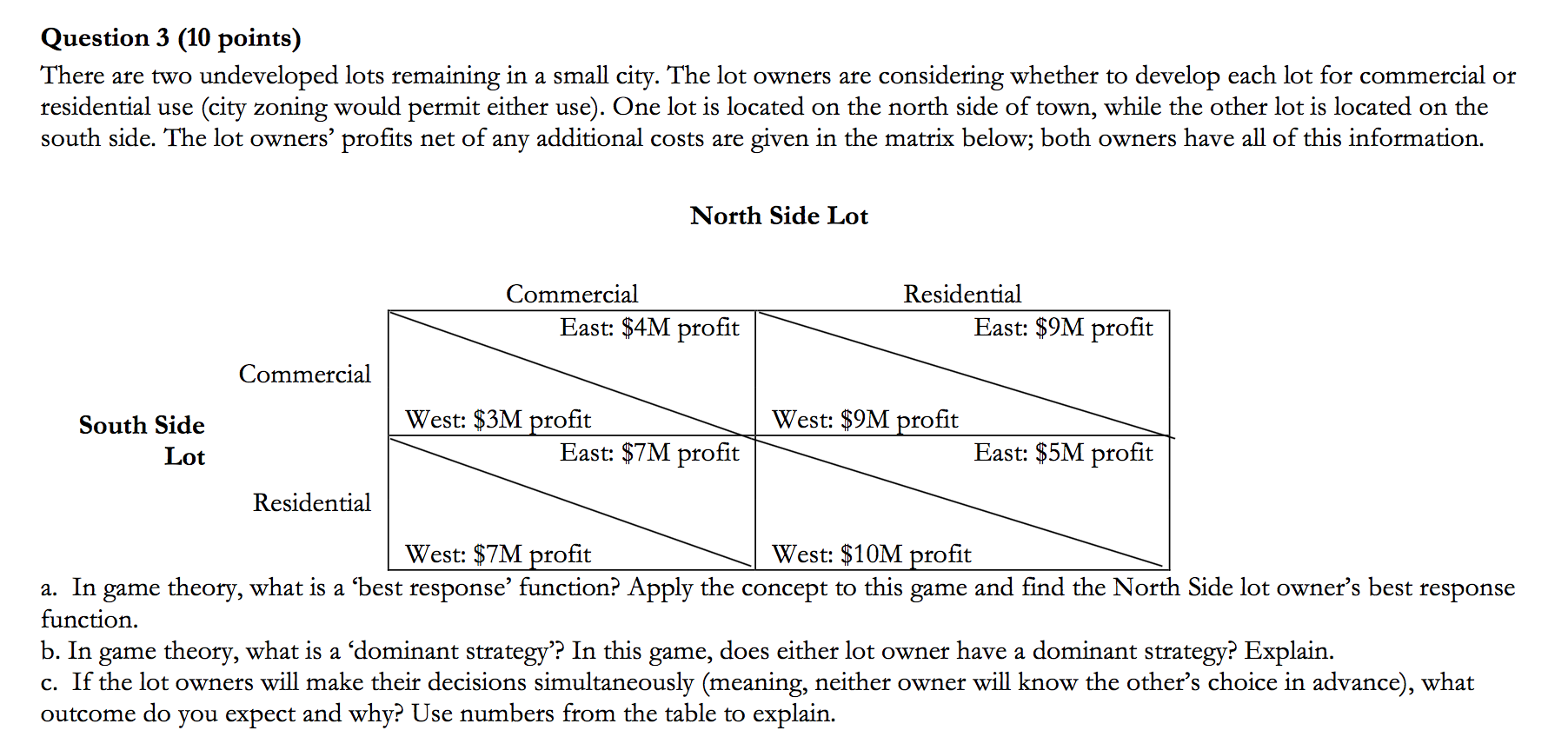 please help Question 3 (10 points) There are two undeveloped lots remaining