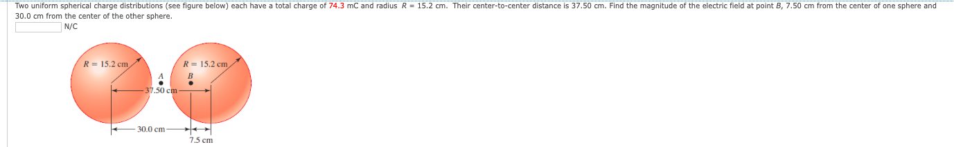 Two uniform spherical charge distributions (see figure below) each have a