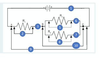 the total voltagetaken over the three resistors together? + IT Wi V