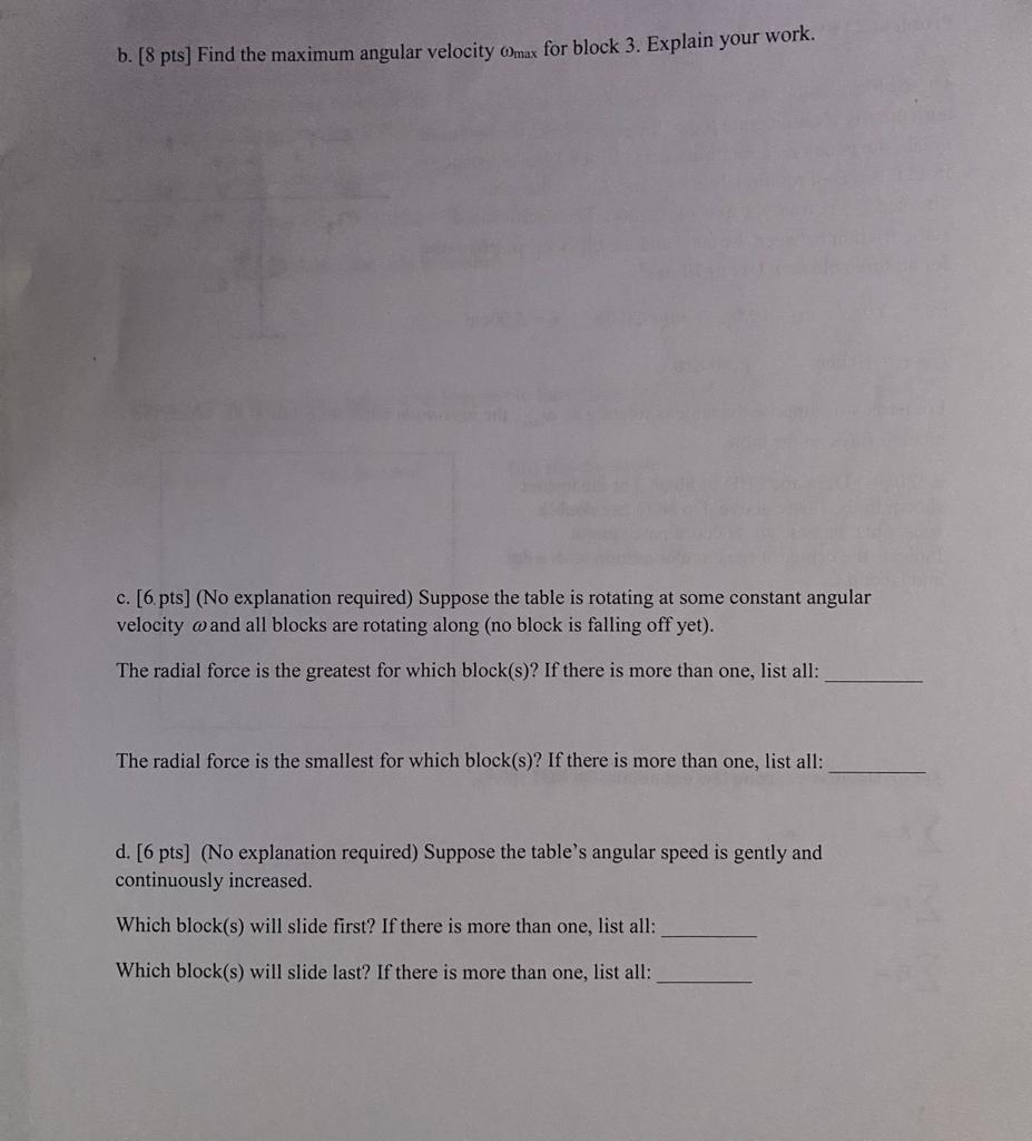 mi, m2, and my, are sitting on a horizontally rotating table (note: