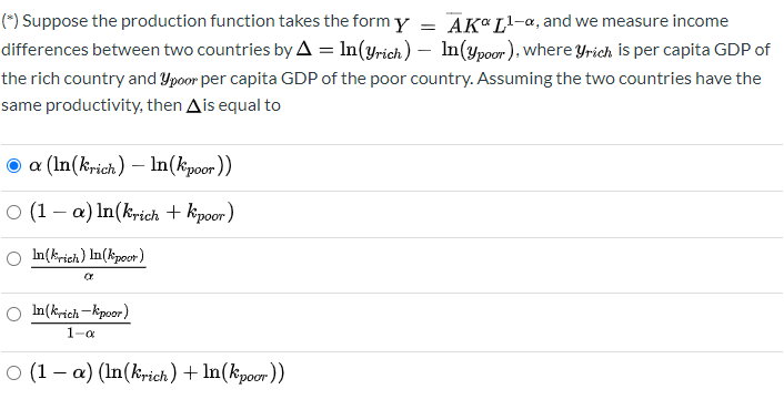 Please help with this question (*) Suppose the production function takes the