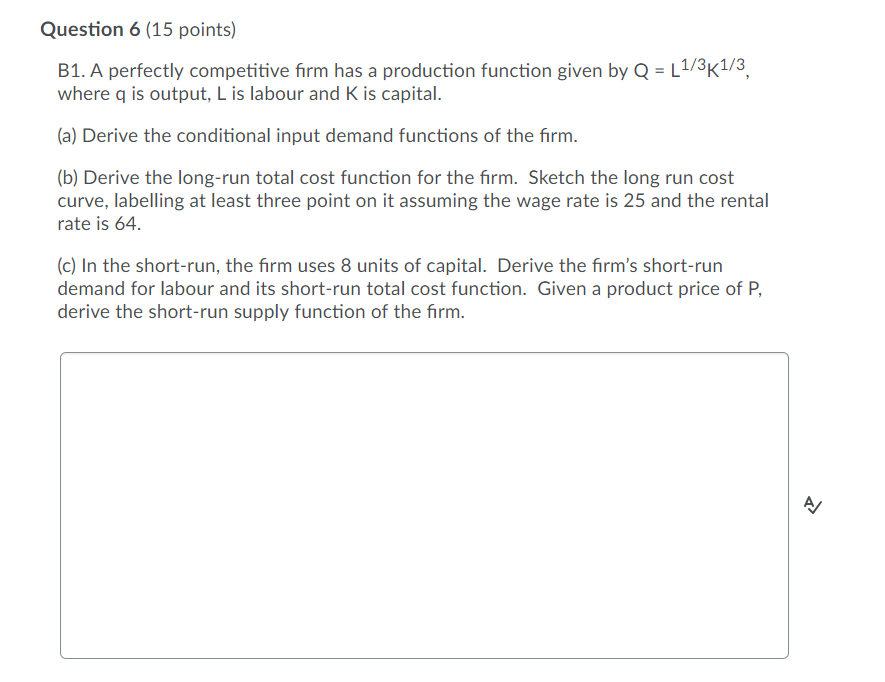 please answer those question Question 6 {15 points] Bl. A perfectly competitive