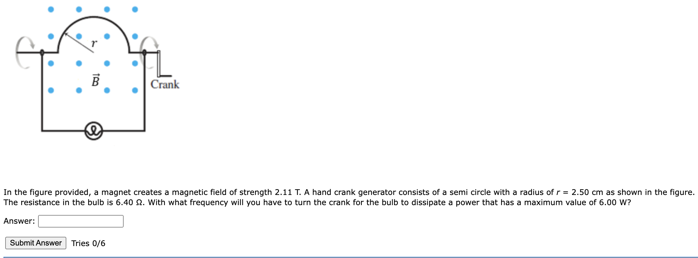 it has 500 turns and a diameter of 9.00 cm. What is