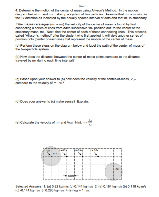 a perfectly elastic collision Activities: Read the momentum, motion of the center