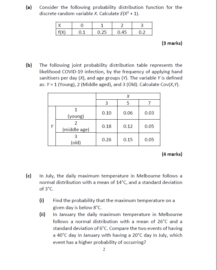 Question 1 {a} Consider the following probability distribution function for the discrete