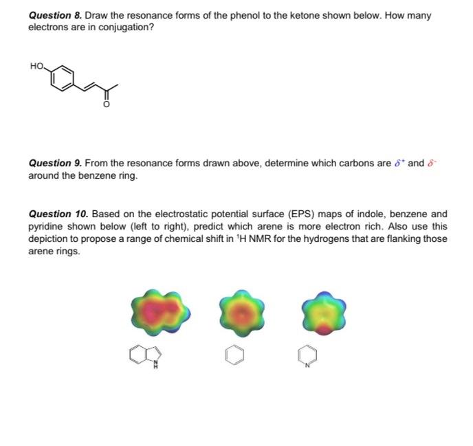 electrostatic potential surface (EPS) maps below of benzene 1 and related derivatives