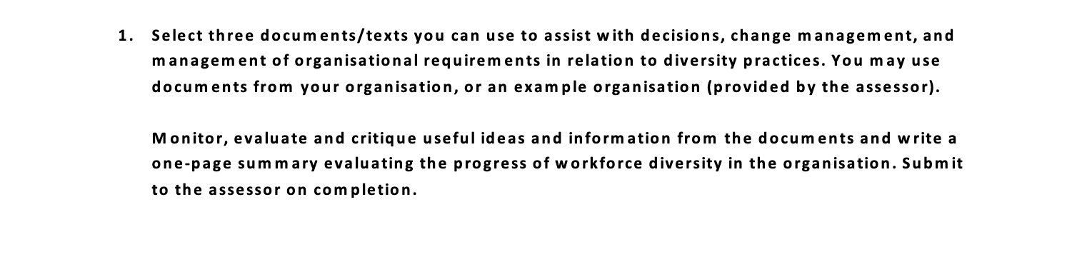  Select three documents/texts you can use to assist with decisions, change